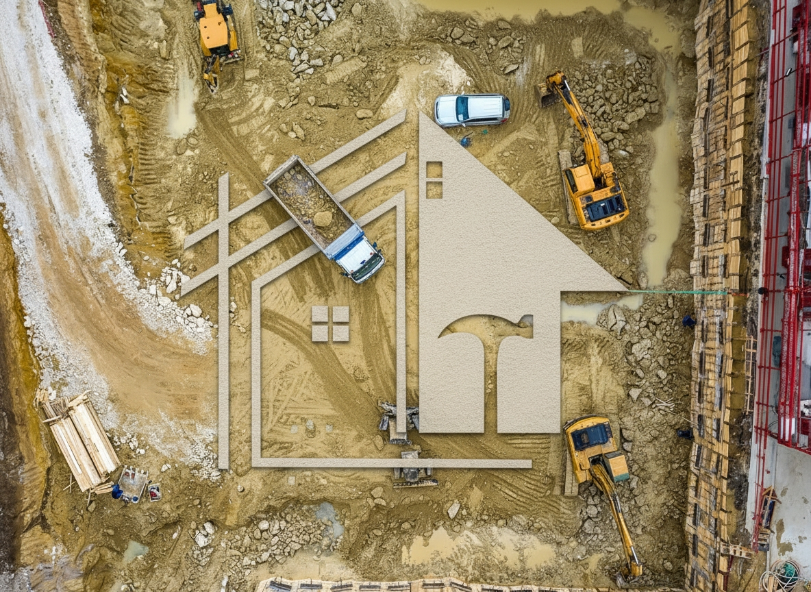 Luftaufnahme einer Baustelle - BuildWise digitalisiert Bauprozesse